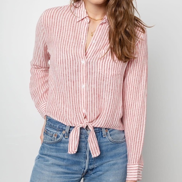 Rails Val Belmont stripe linen blend button down Sz S - Picture 1 of 11
